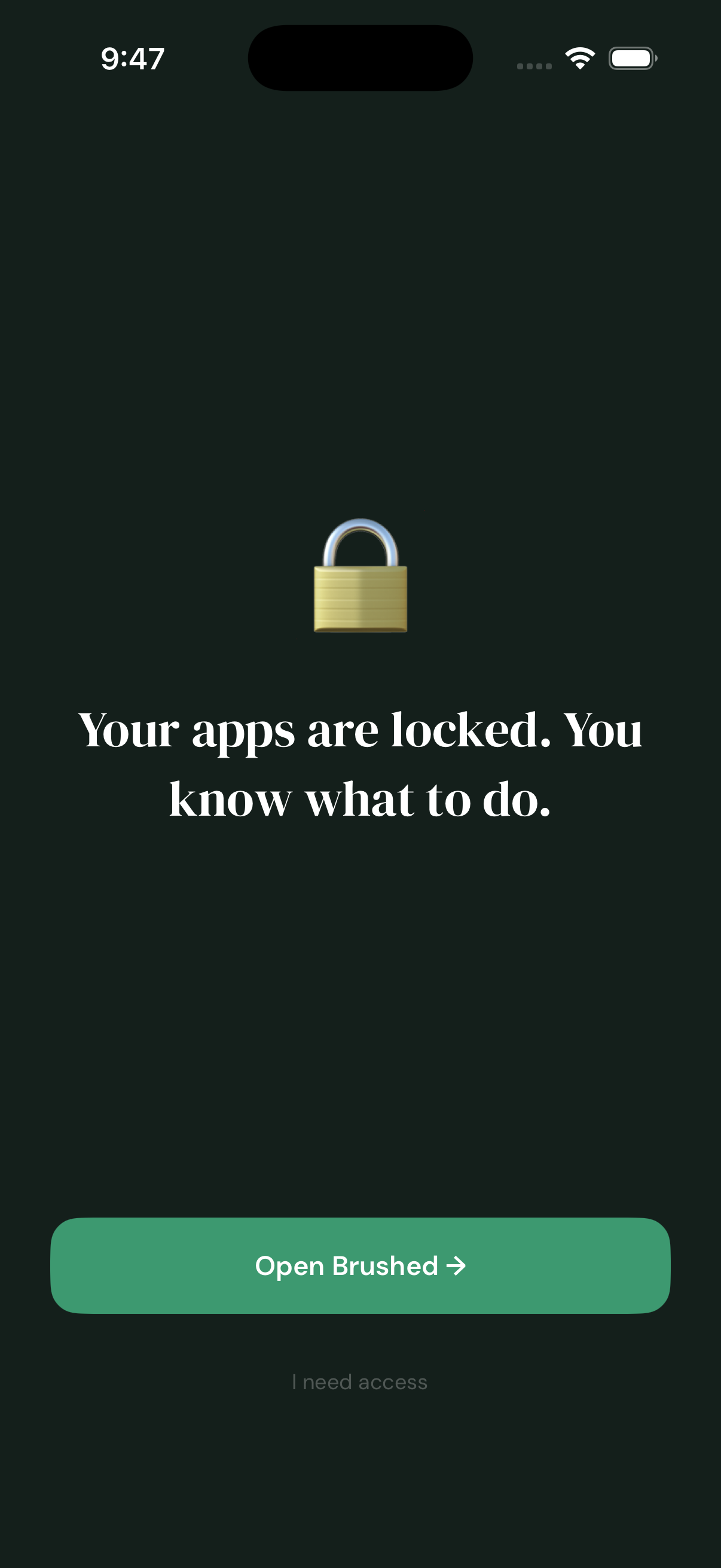 Brushed lock screen showing blocked apps until brushing is completed